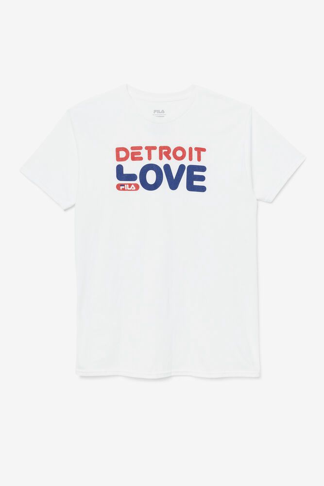 Fila T-Shirt Mens White - Detroit Love - Philippines 4019627-PG